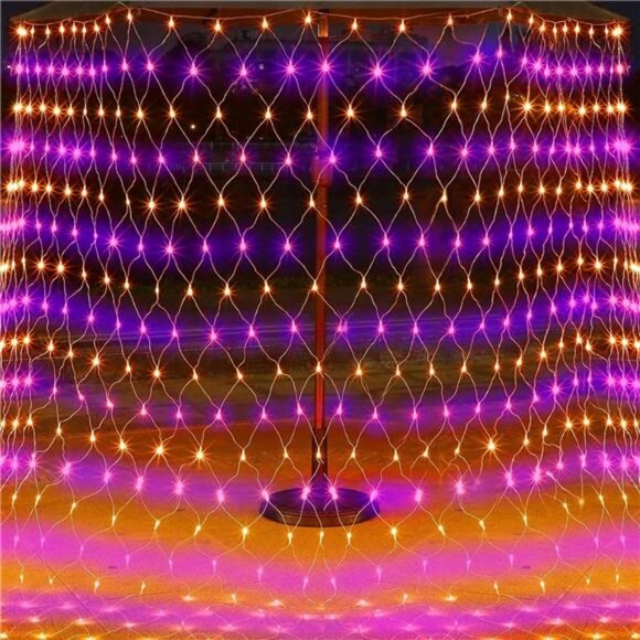 Outdoor Halloween Net Lights, 12FT x 5FT 360 LED Fairy String Light - Picture 2 of 7